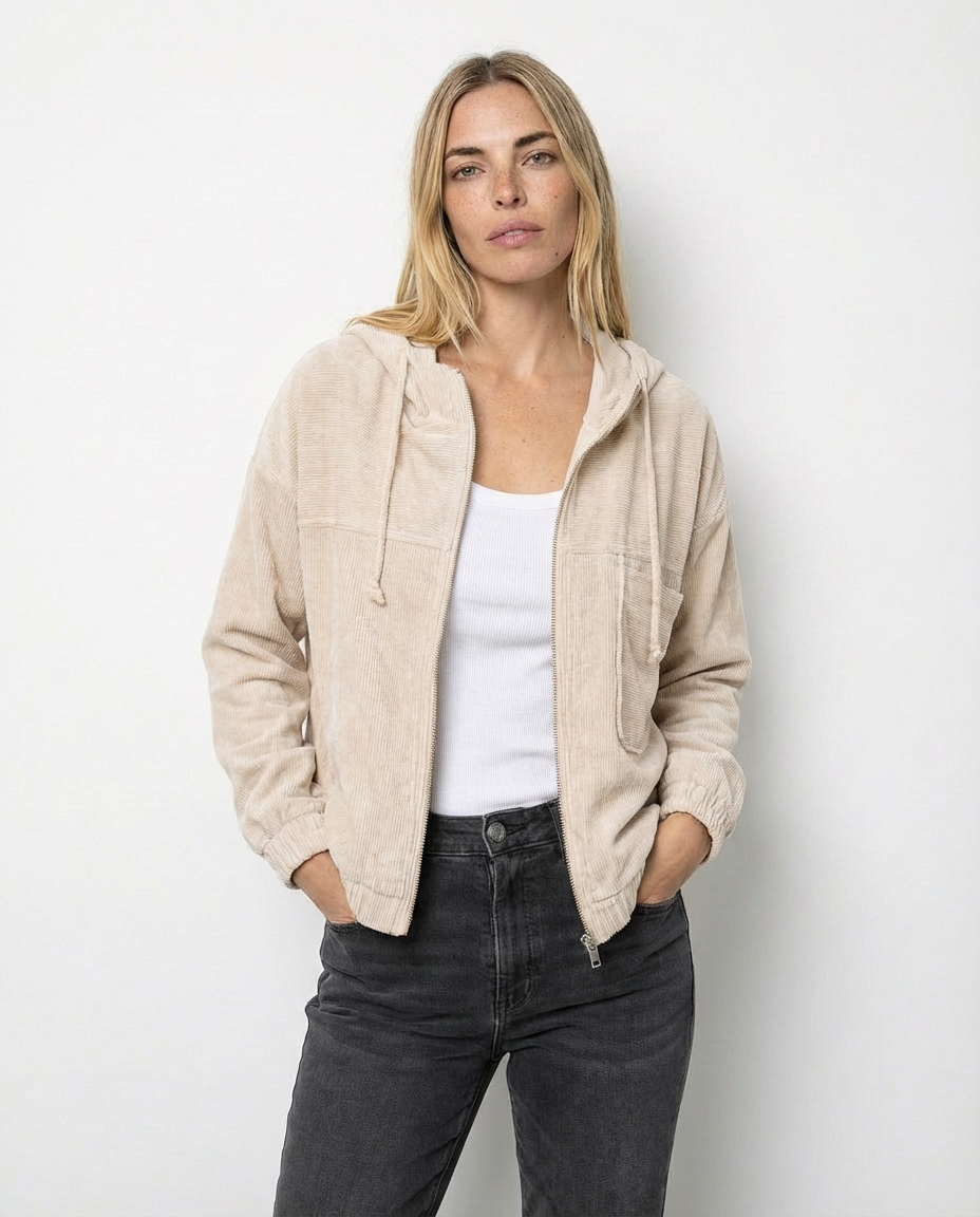 Chaqueta de pana acanalada Isabella – Negro