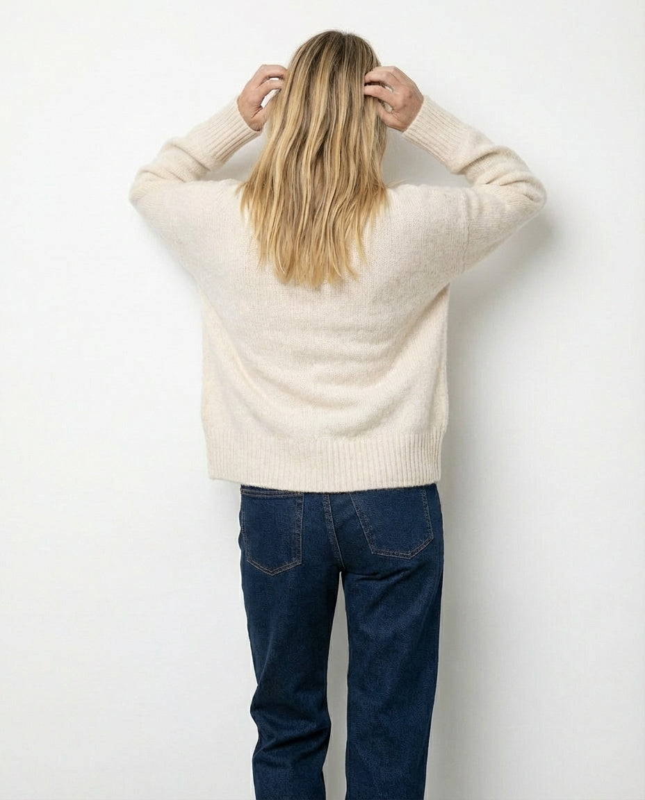 Jersey de cuello alto elegante Isabella - Beige