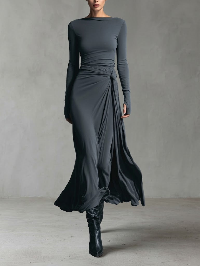 Vestido largo con nudo lateral - Alba