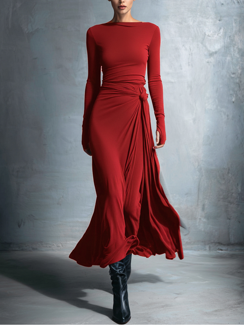 Vestido largo con nudo lateral - Alba