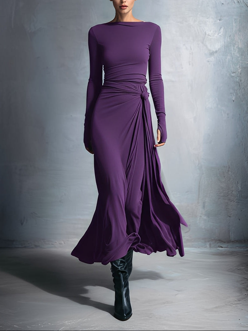 Vestido largo con nudo lateral - Alba