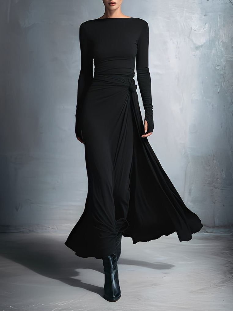 Vestido largo con nudo lateral - Alba