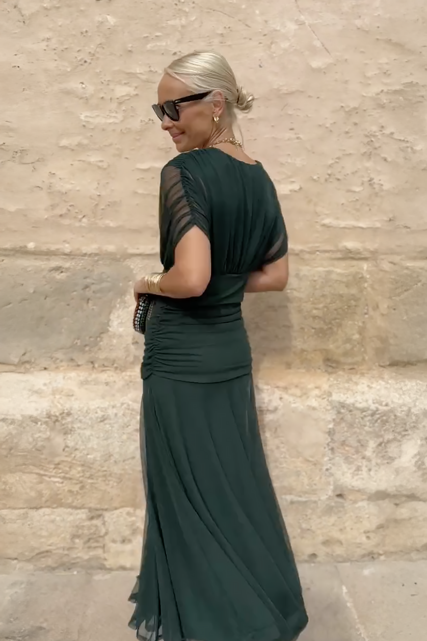 Elegante vestido largo de fiesta con cuello en V - Louise