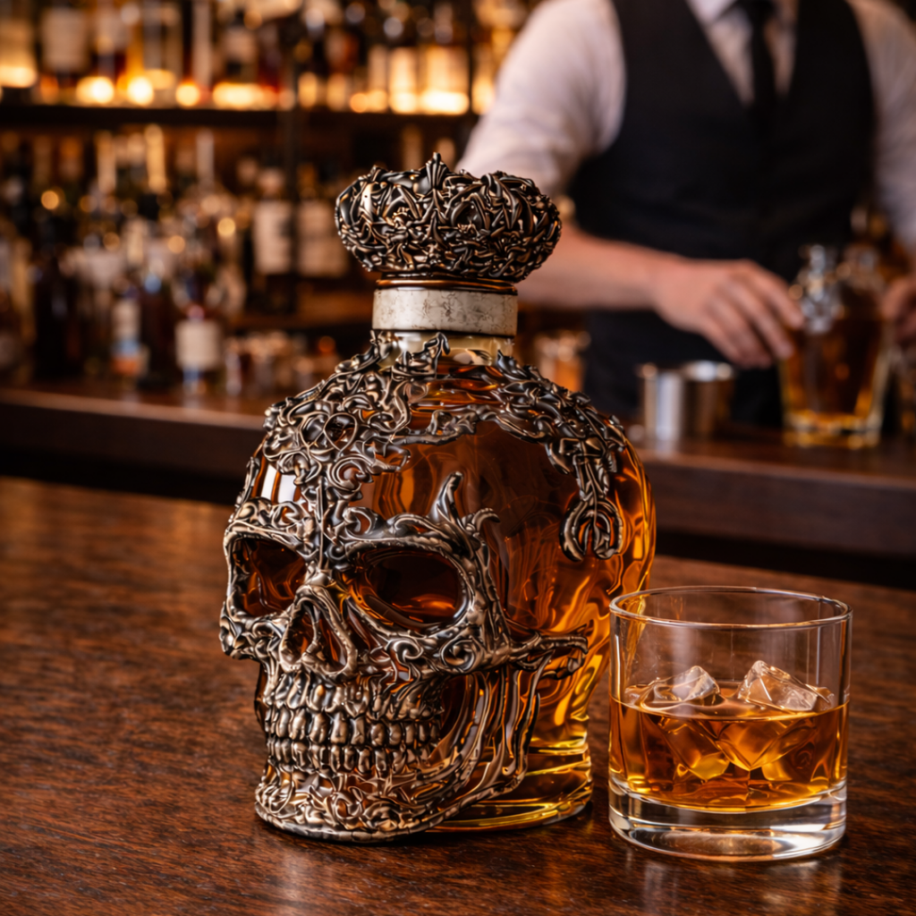 Botella de whisky - Edición de calaveras