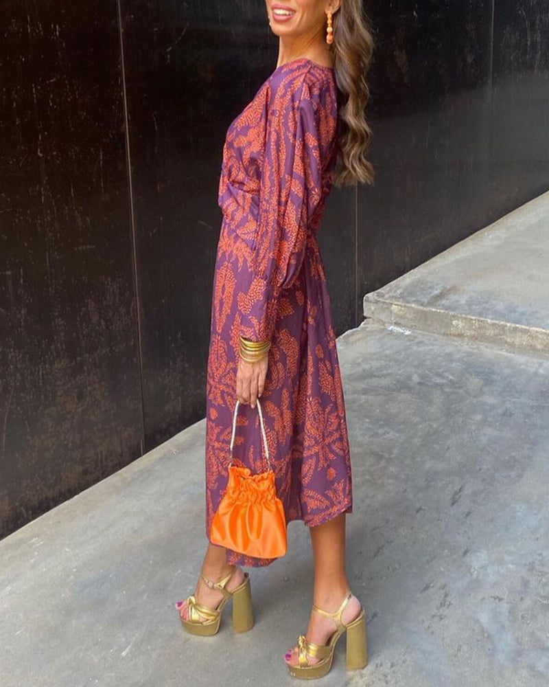 Vestido Midi Elegante con Estampado de Encanto Atemporal - Isadora