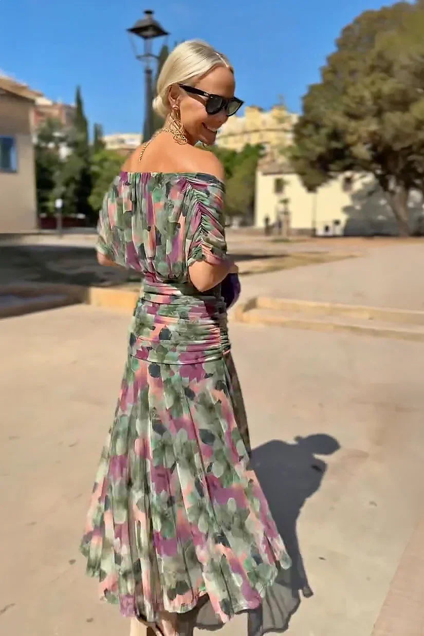Elegante vestido largo de fiesta con cuello en V - Louise