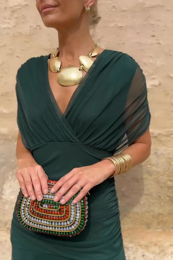 Elegante vestido largo de fiesta con cuello en V - Louise