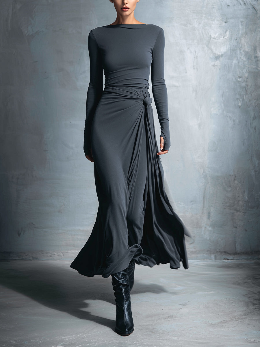 Vestido largo con nudo lateral - Alba