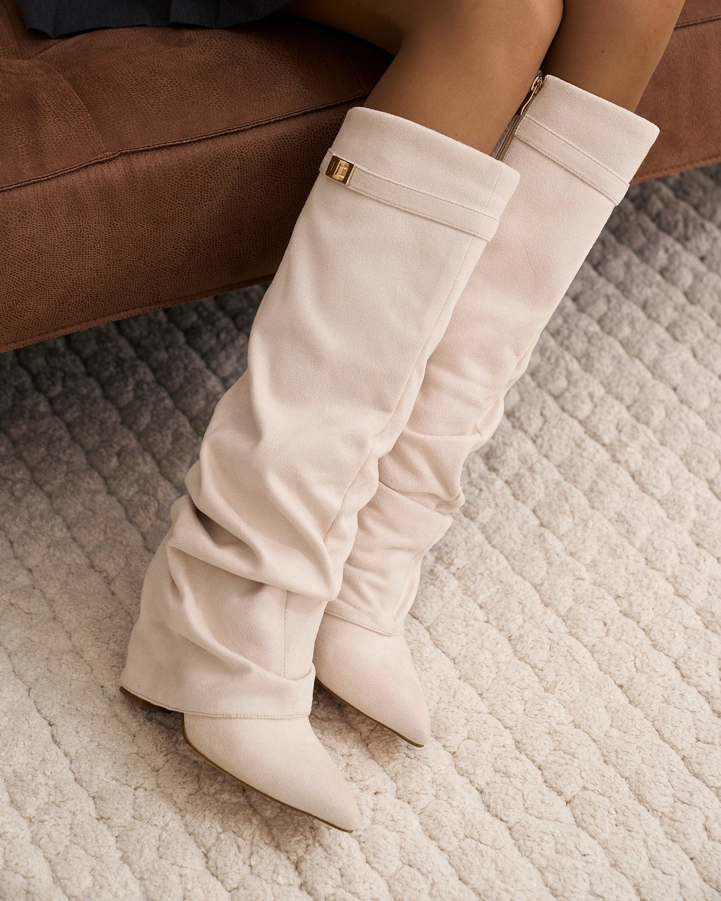 Botas altas de ante Lavista Slouchy - Crema
