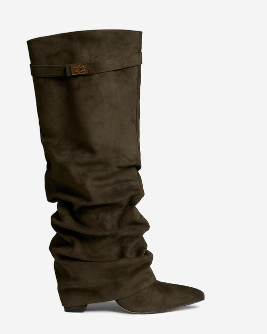 Botas altas de ante Lavista Slouchy - Verde oliva