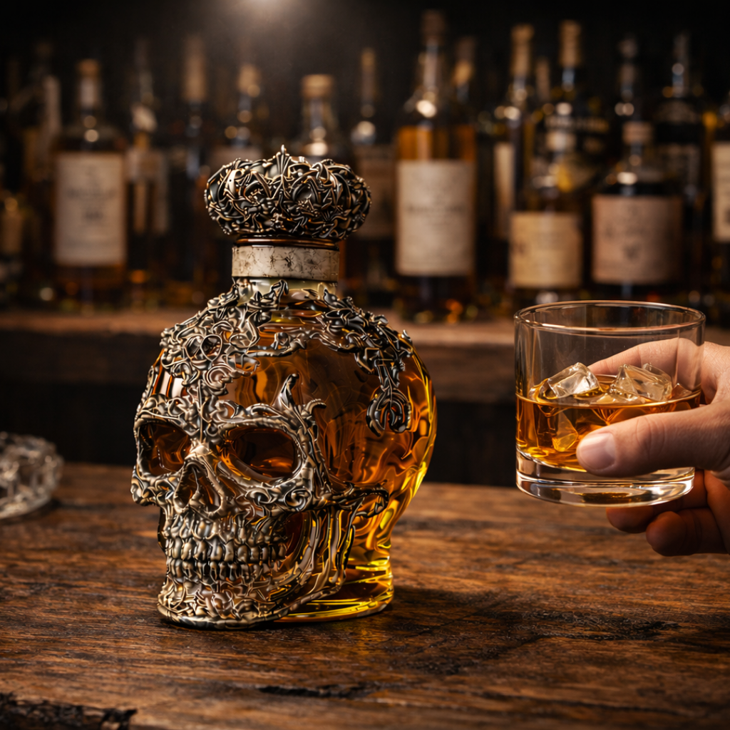 Botella de whisky - Edición de calaveras
