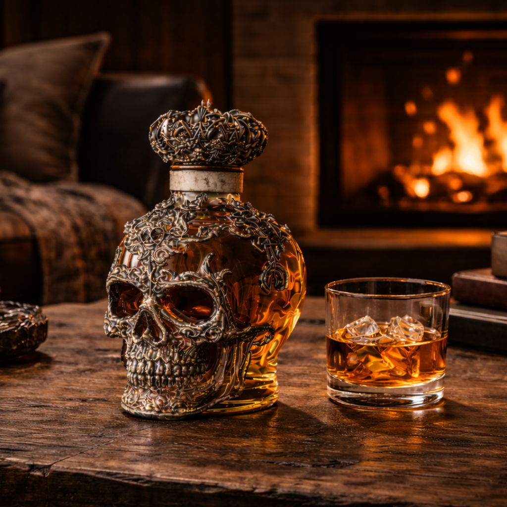 Botella de whisky - Edición de calaveras