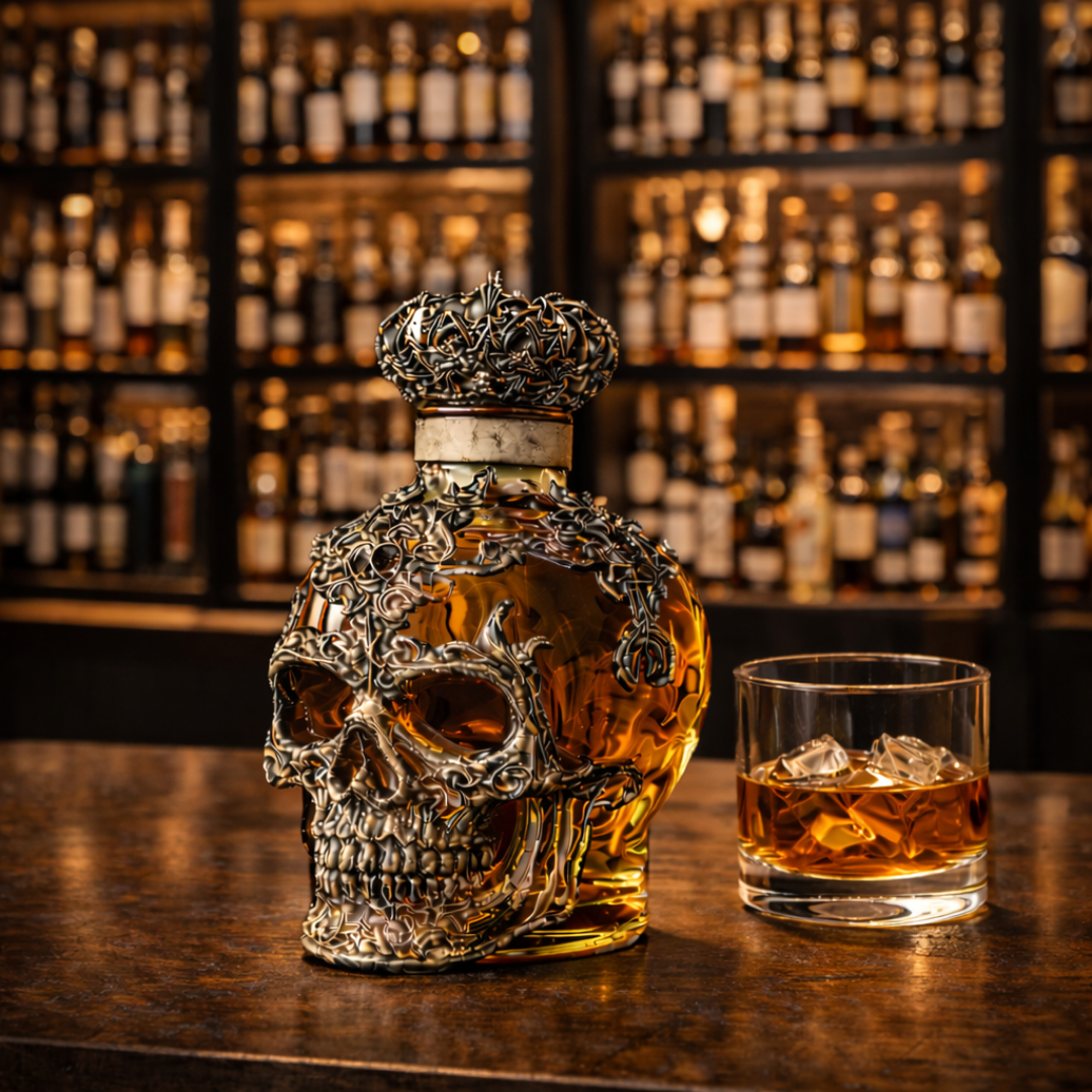Botella de whisky - Edición de calaveras