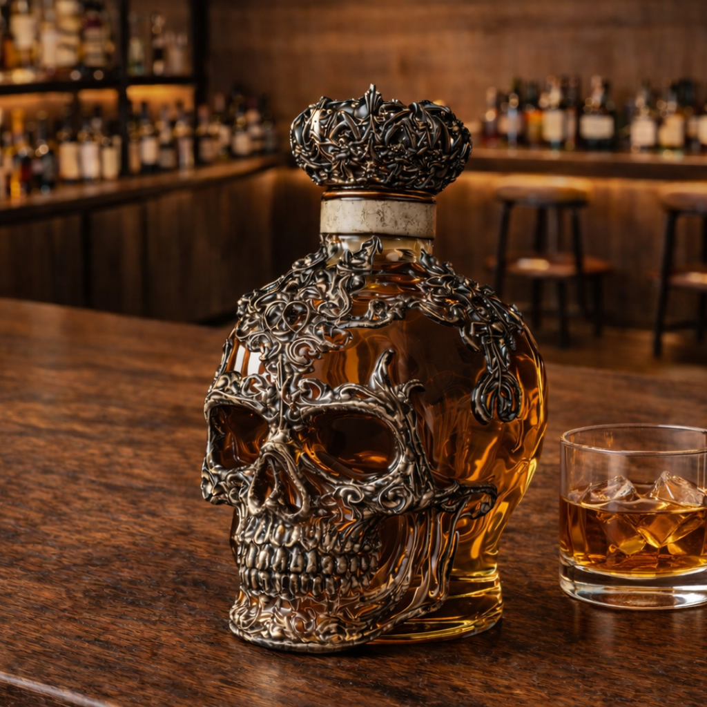 Botella de whisky - Edición de calaveras