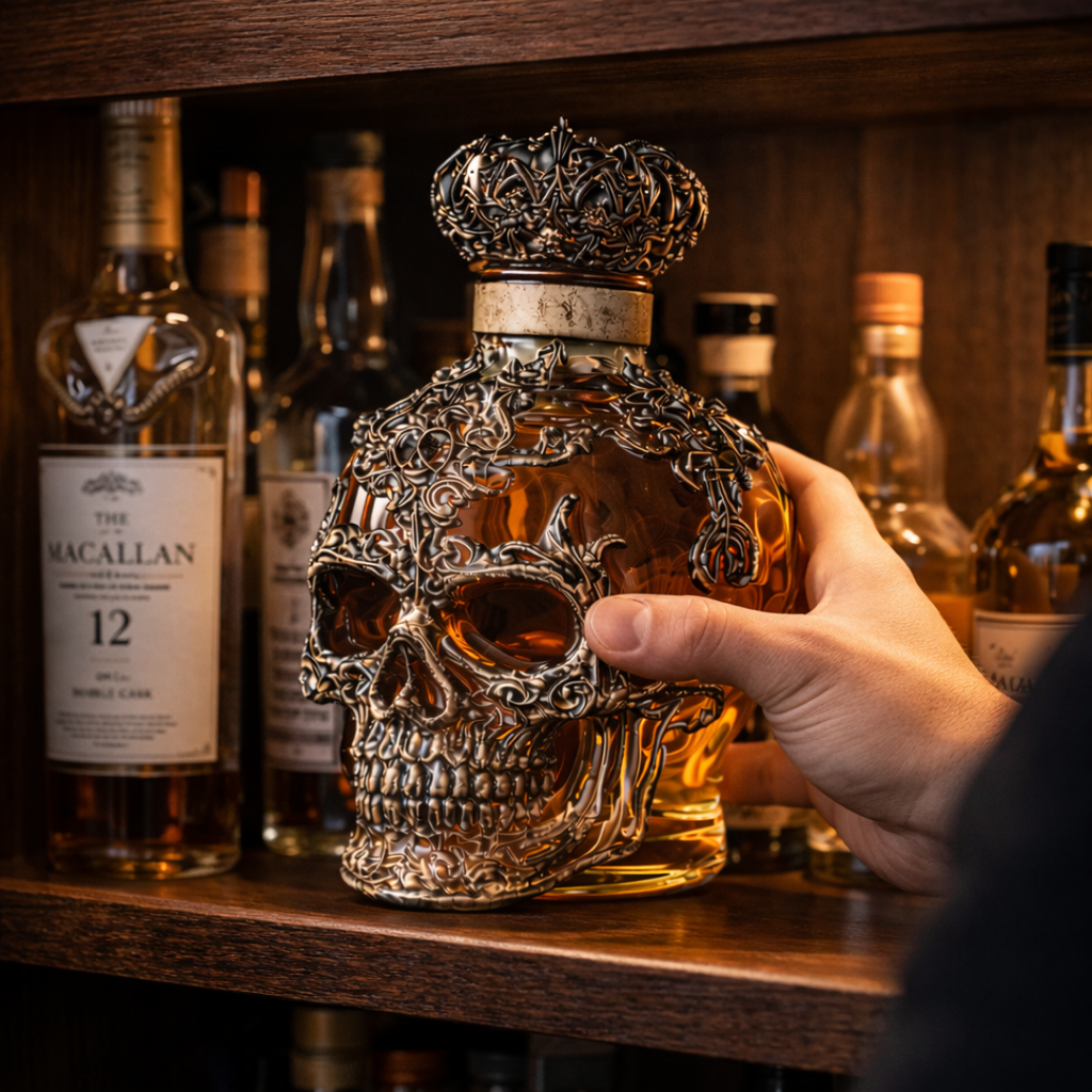 Botella de whisky - Edición de calaveras