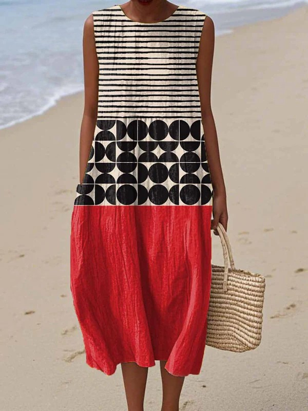 Vestido Midi Colorblock - Jane