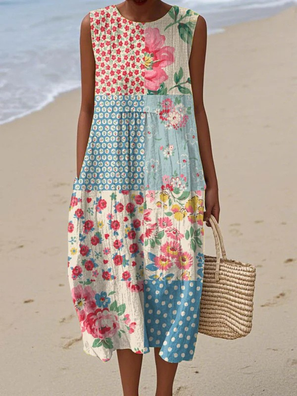 Vestido Midi Patchwork - Anna