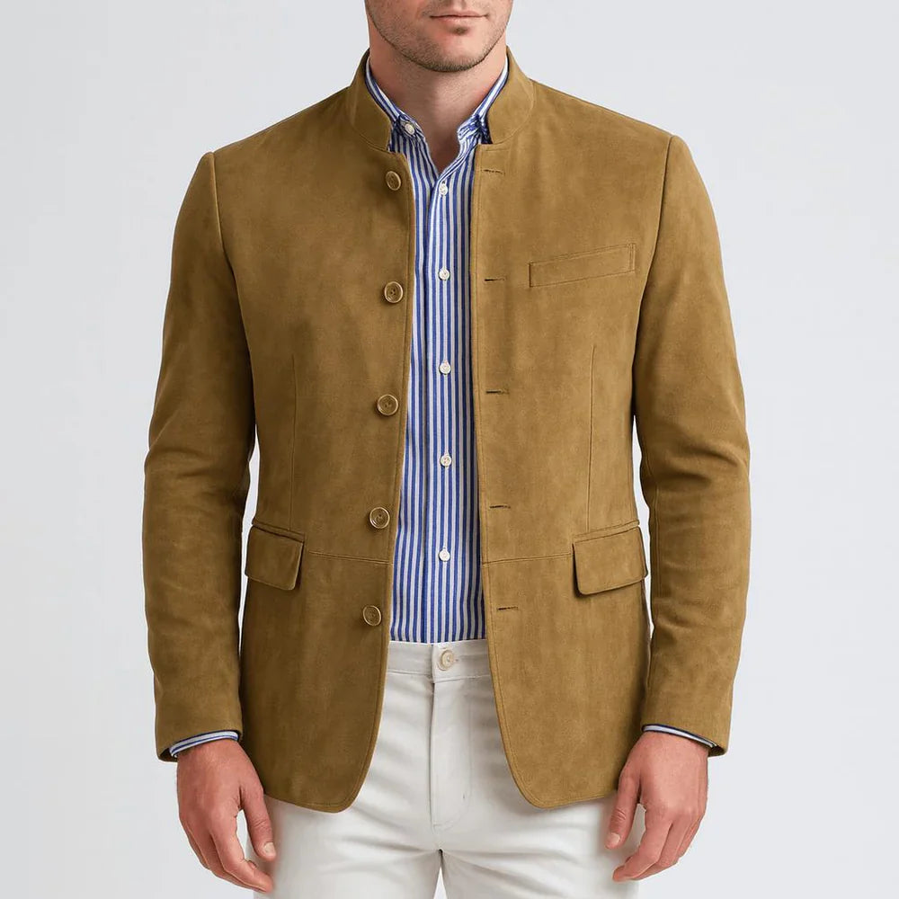 Blazer de Ante con Cuello Mao