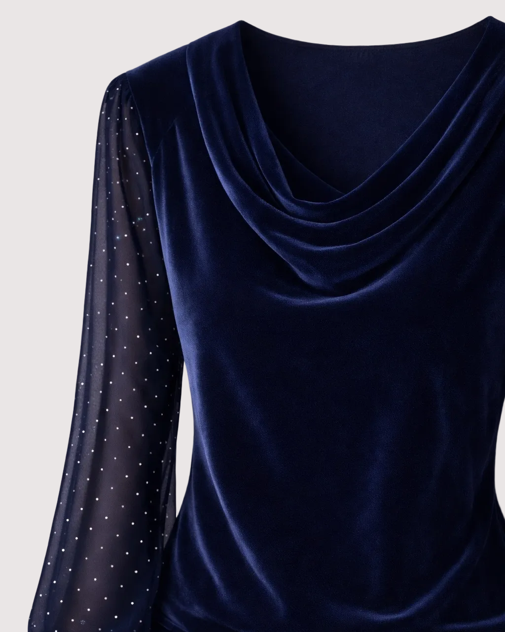 Blusa con Cuello Drappeado Detalles Semitransparentes  – Amelia