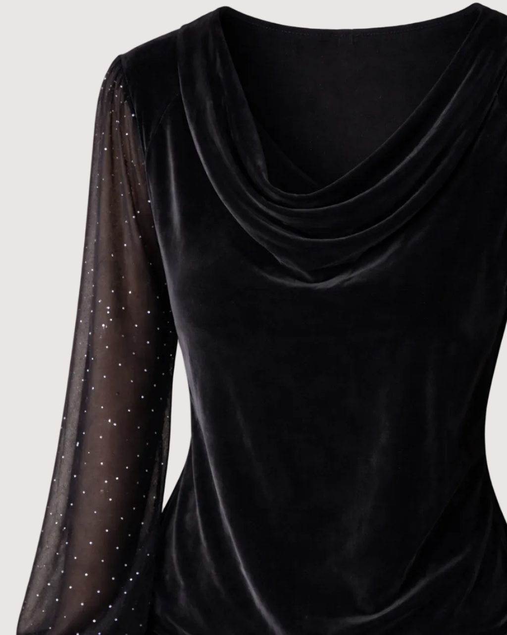 Blusa con Cuello Drappeado Detalles Semitransparentes  – Amelia