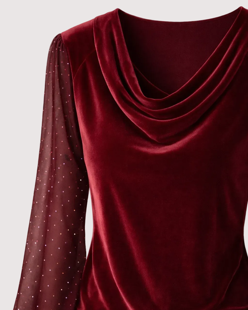 Blusa con Cuello Drappeado Detalles Semitransparentes  – Amelia