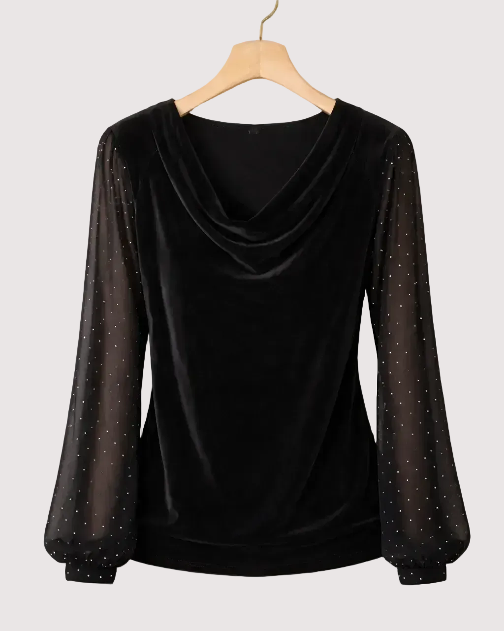 Blusa con Cuello Drappeado Detalles Semitransparentes  – Amelia