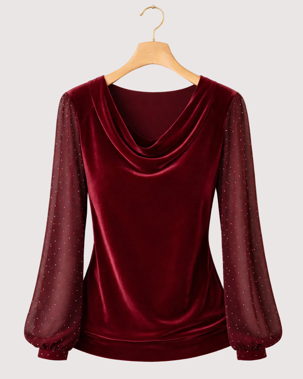 Blusa con Cuello Drappeado Detalles Semitransparentes  – Amelia