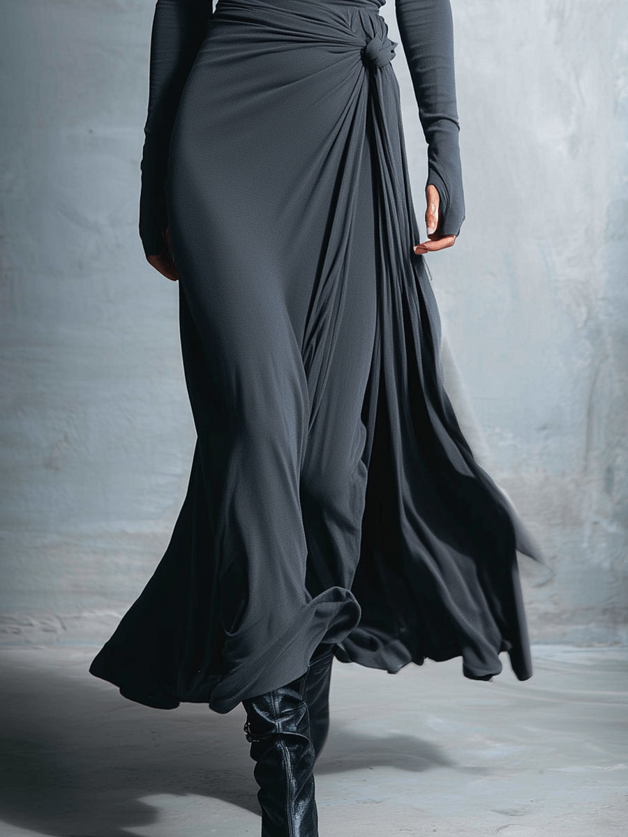 Vestido largo con nudo lateral - Alba