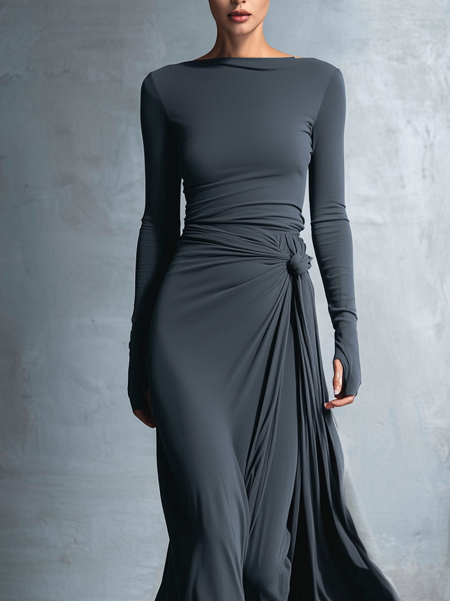 Vestido largo con nudo lateral - Alba