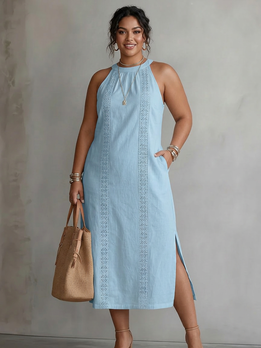 Celine | Vestido Midi Sin Mangas de Encaje