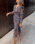 Vestido Midi Elegante con Estampado de Encanto Atemporal - Isadora