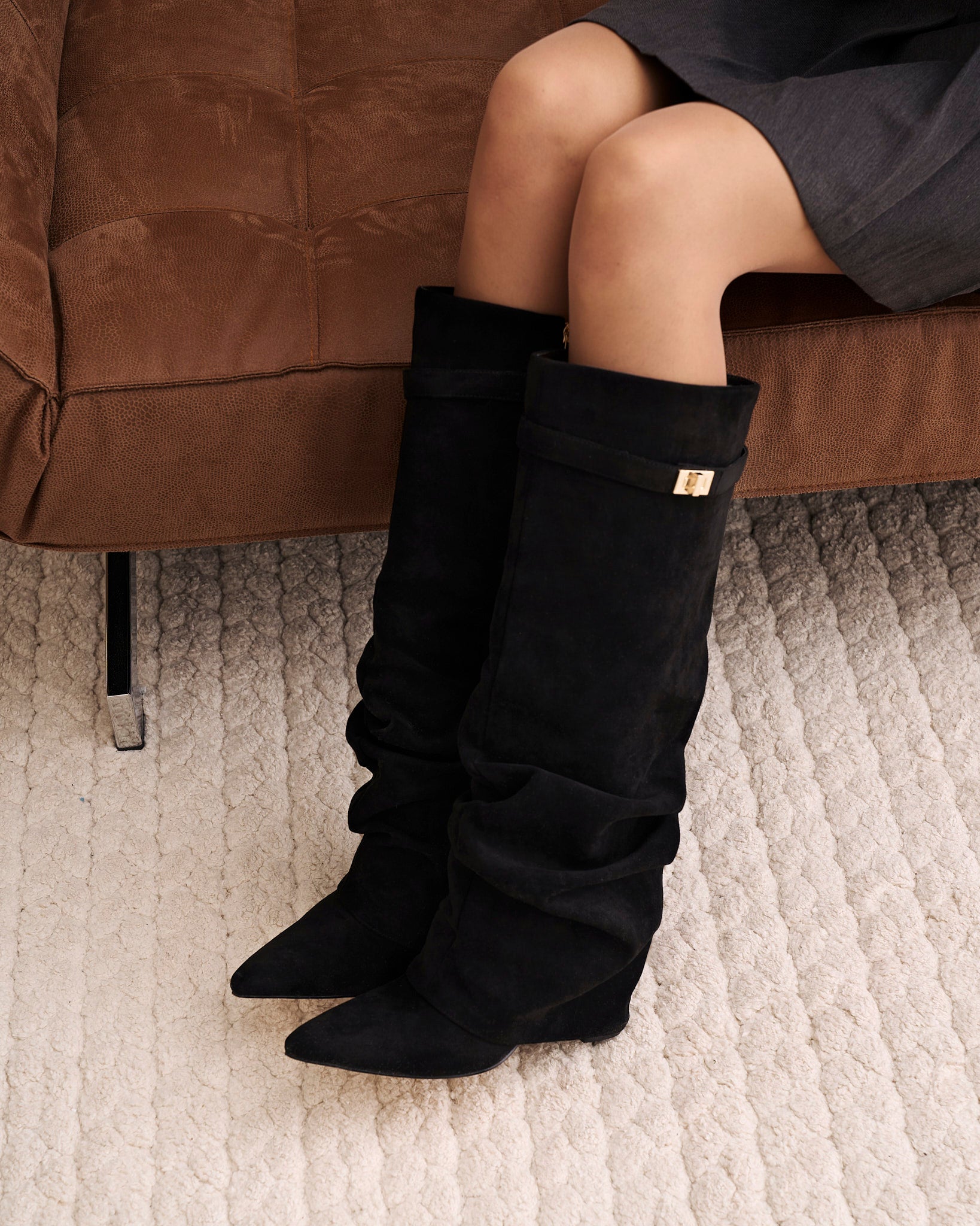 Botas altas de ante Lavista Slouchy - Negro
