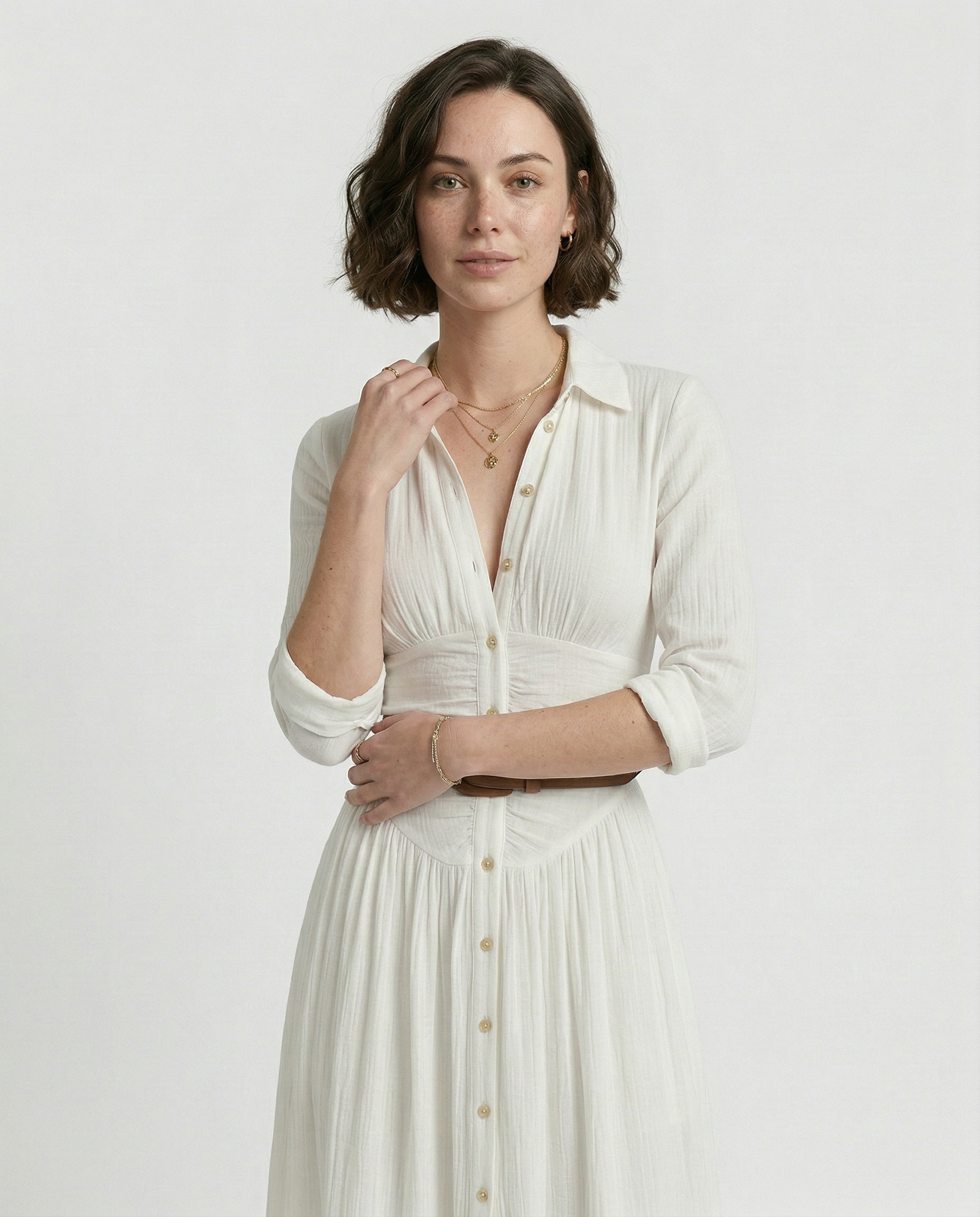 Vestido Maxi de Lino con Solapa - Eva