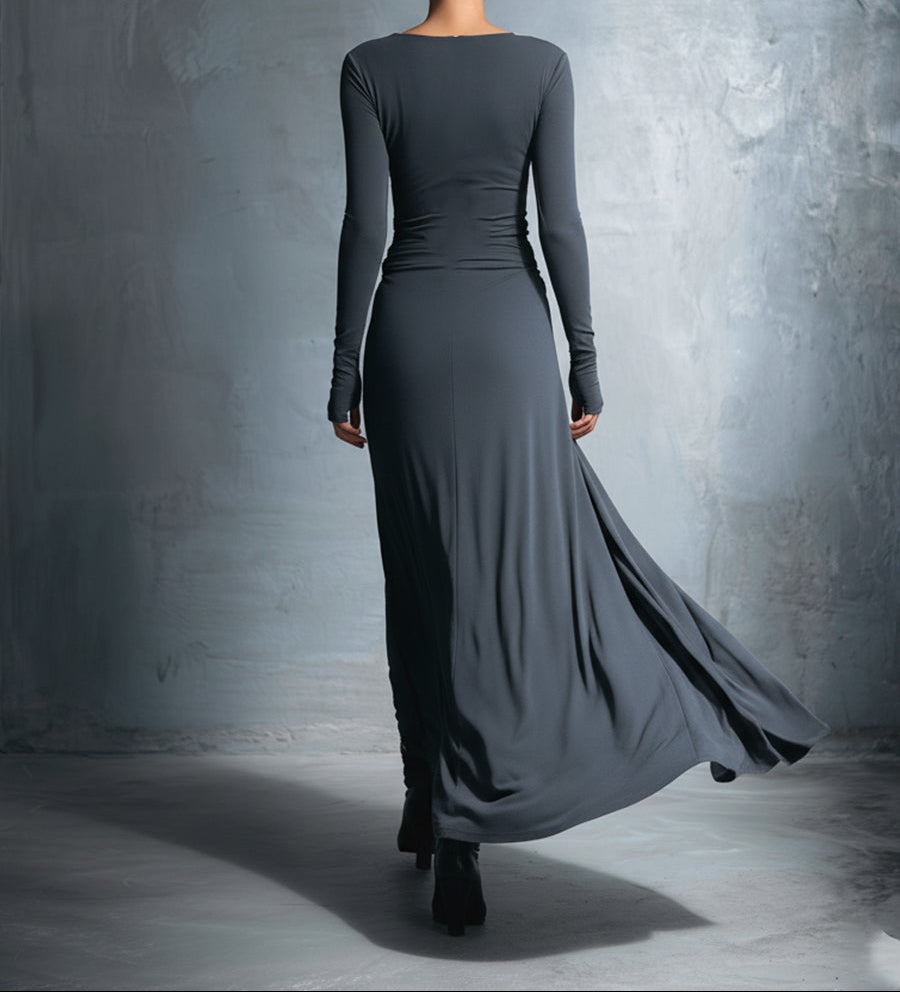 Vestido largo con nudo lateral - Alba