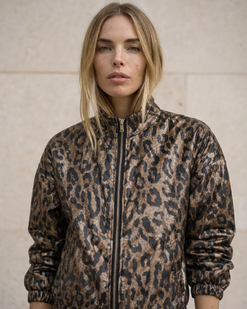 Fenna – Bomber Leopardado Oversize