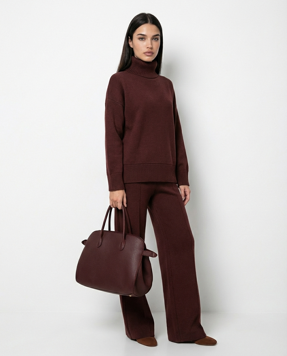 Eva – Conjunto Cómodo de Punto con Cuello Alto