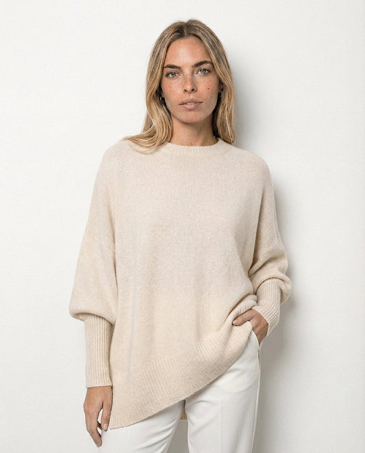 Jersey Oversize de Lana Premium Alessia – Blanco