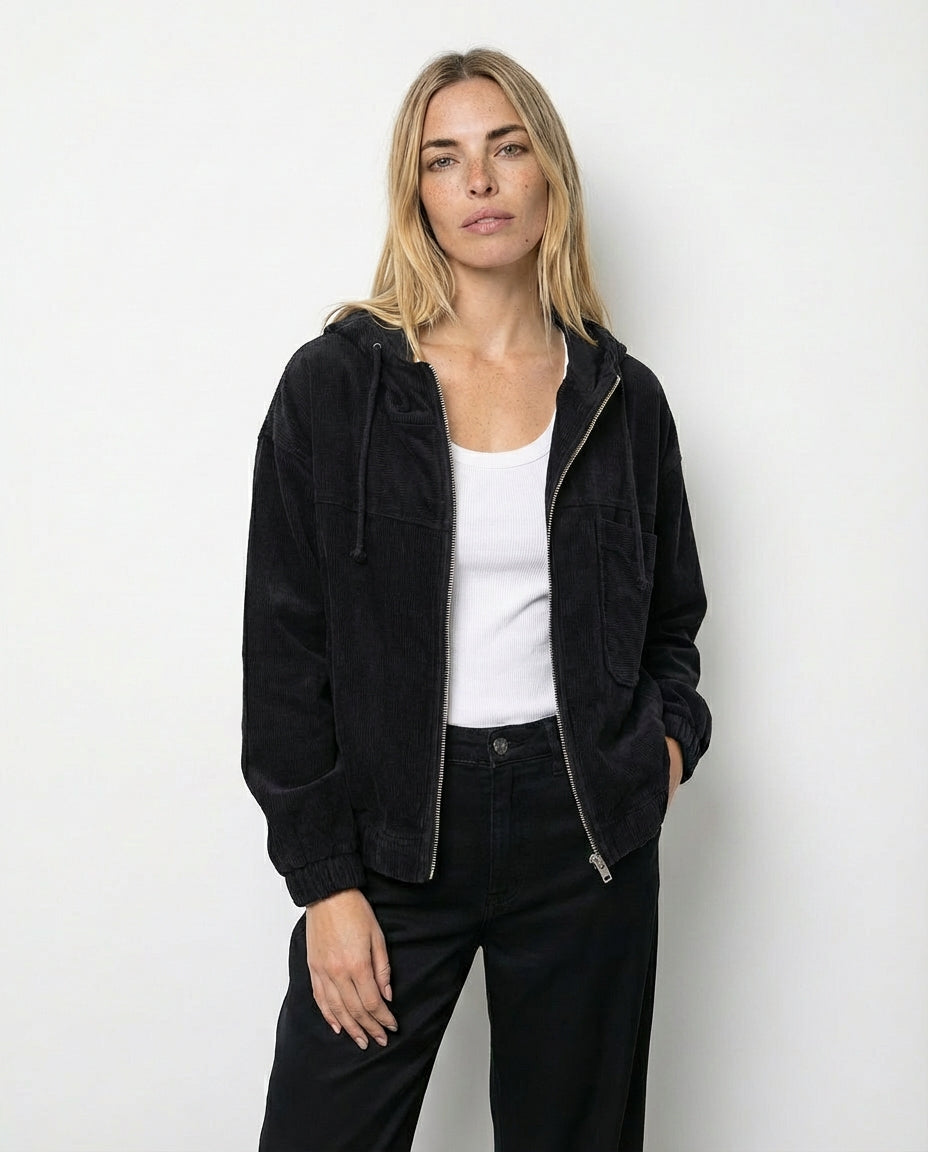 Chaqueta de pana acanalada Isabella – Negro