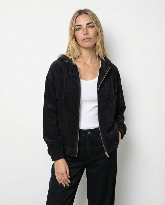 Chaqueta de pana acanalada Isabella – Negro