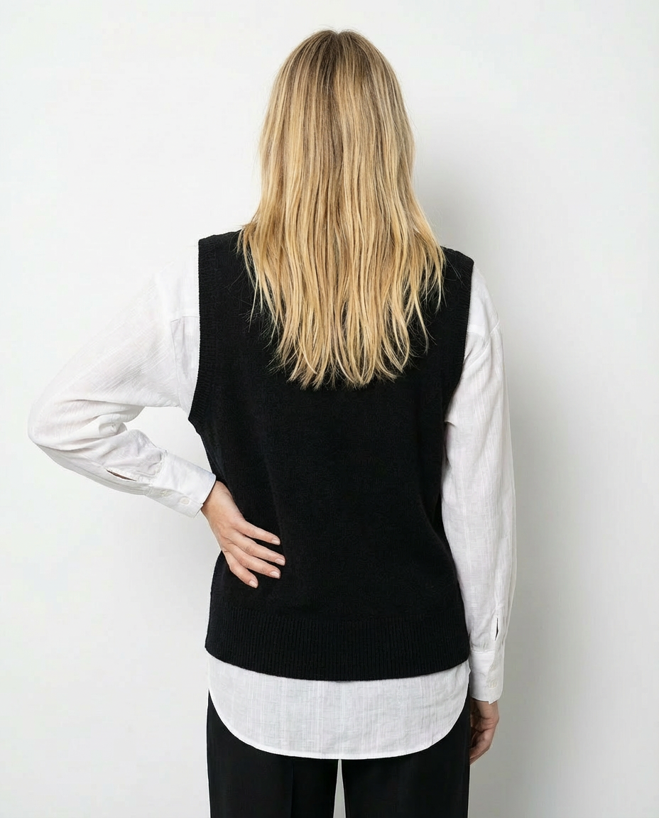 Chaleco de Punto Abotonado Trendy