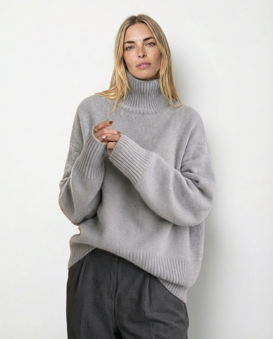 Jersey de cuello alto elegante Isabella - Beige