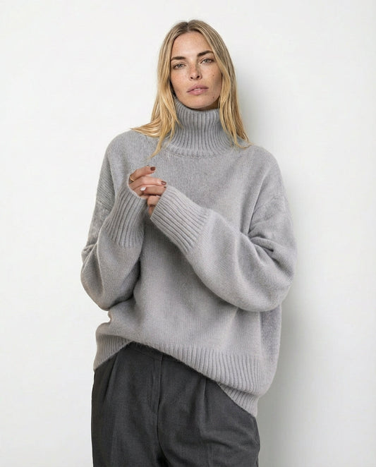 Jersey de cuello alto elegante Isabella - Beige