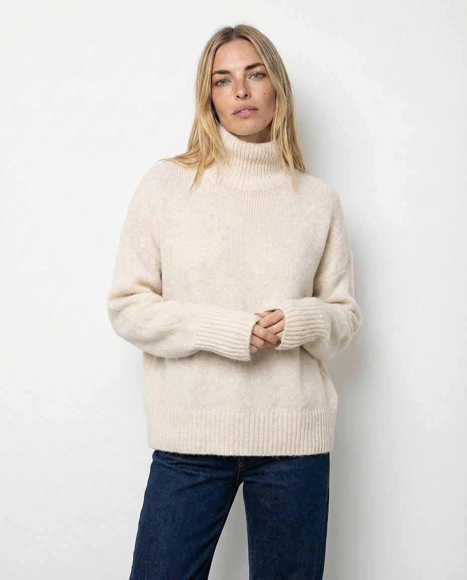 Jersey de cuello alto elegante Isabella - Beige
