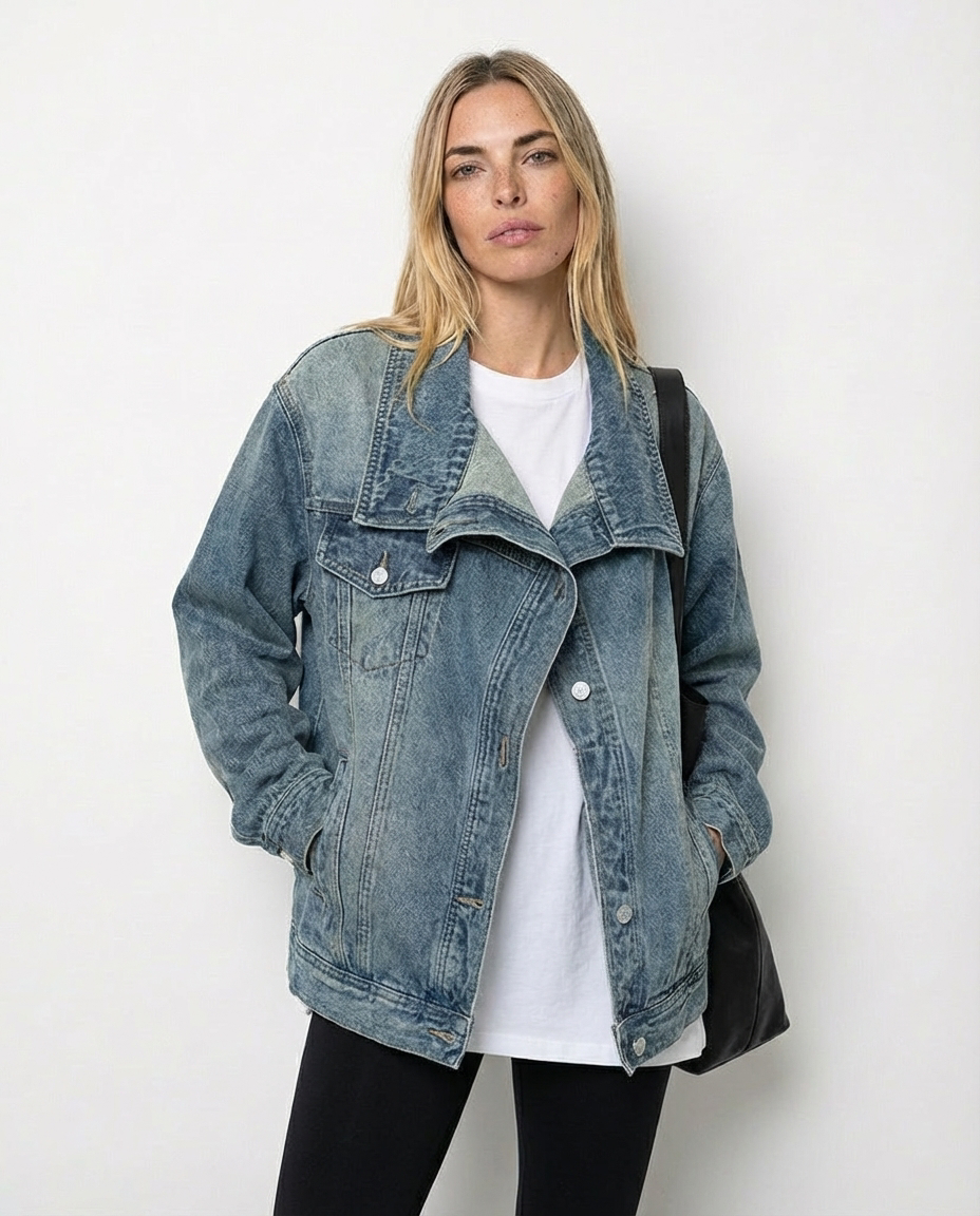 Chaqueta asimétrica urbana con botones - Cleo