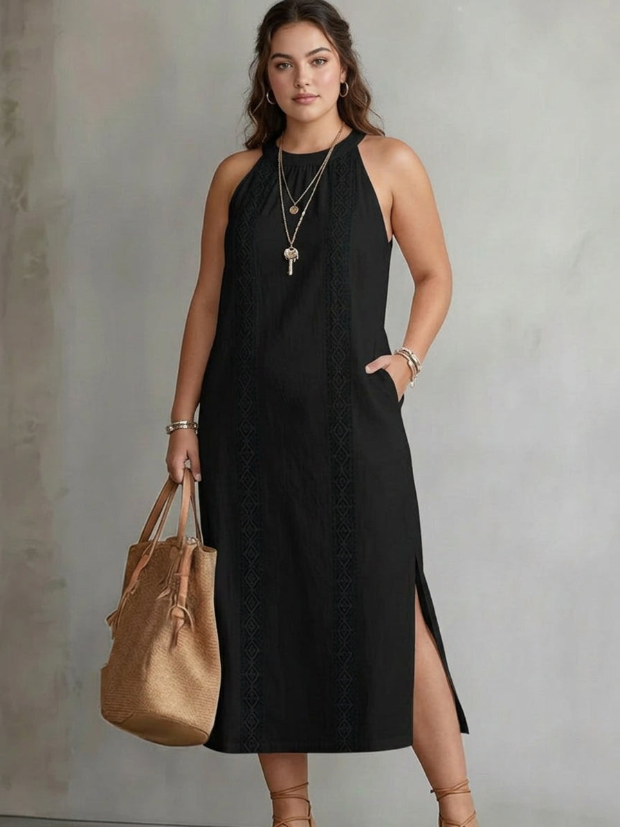 Celine | Vestido Midi Sin Mangas de Encaje