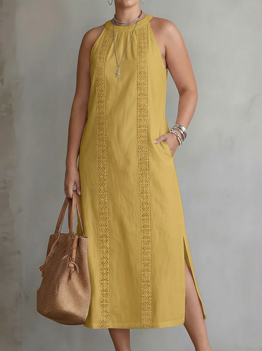 Celine | Vestido Midi Sin Mangas de Encaje