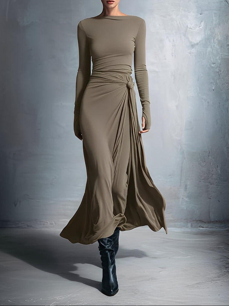 Vestido largo con nudo lateral - Alba